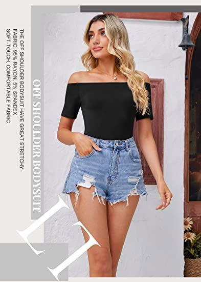 Women's Off Shoulder Bodysuit Short Sleeve